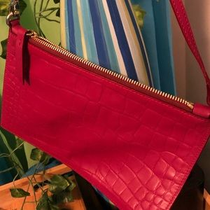 Authentic Roberto Cavalli 
Red Leather Shoulder/Clutch Bag